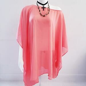 New York & Company Women's Peach Sheer Tunic Top - Size L/XL